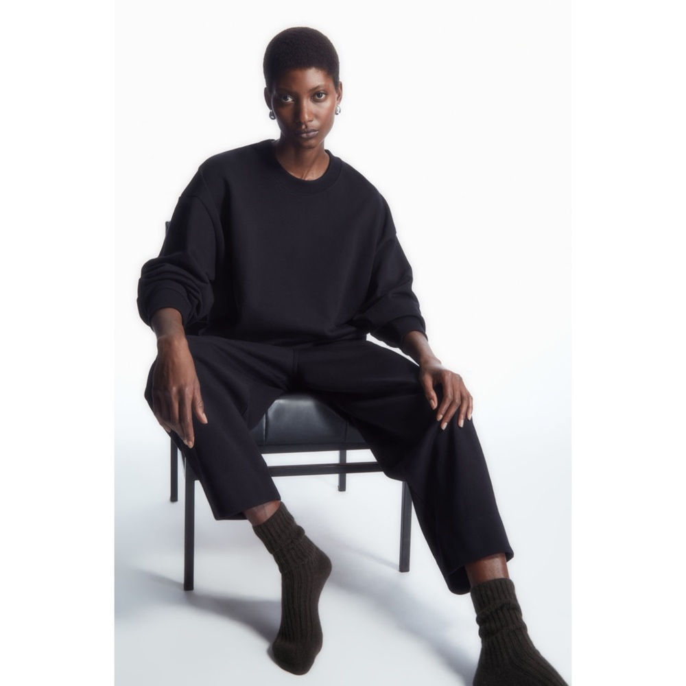 COS Navy Oversized Jersey Crewneck Sweatshirt